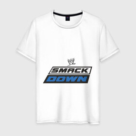 Мужская футболка хлопок с принтом Smackdown в Екатеринбурге, 100% хлопок | прямой крой, круглый вырез горловины, длина до линии бедер, слегка спущенное плечо. | 