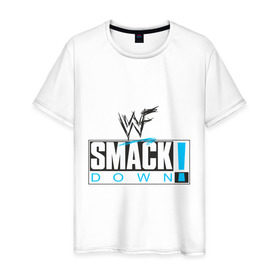 Мужская футболка хлопок с принтом SmackDown 2 в Екатеринбурге, 100% хлопок | прямой крой, круглый вырез горловины, длина до линии бедер, слегка спущенное плечо. | 