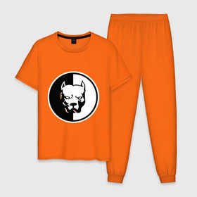 Мужская пижама хлопок с принтом Pitbull (2) в Екатеринбурге, 100% хлопок | брюки и футболка прямого кроя, без карманов, на брюках мягкая резинка на поясе и по низу штанин
 | pitbull | спартак