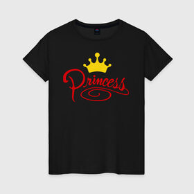 Женская футболка хлопок с принтом Princess (4) в Екатеринбурге, 100% хлопок | прямой крой, круглый вырез горловины, длина до линии бедер, слегка спущенное плечо | Тематика изображения на принте: princess | девушка | королева | корона | подарок девушке