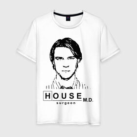 Мужская футболка хлопок с принтом House m.d. Чейз в Екатеринбурге, 100% хлопок | прямой крой, круглый вырез горловины, длина до линии бедер, слегка спущенное плечо. | house | house md | все врут | доктор хауз | доктор хаус | хаус | хью лори | чейз