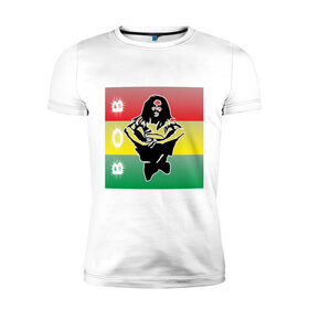 Мужская футболка премиум с принтом Bob Marley (3) в Екатеринбурге, 92% хлопок, 8% лайкра | приталенный силуэт, круглый вырез ворота, длина до линии бедра, короткий рукав | bob | bob marley | reggae | боб марли | музыка | раста | растаманские | регги
