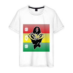 Мужская футболка хлопок с принтом Bob Marley (3) в Екатеринбурге, 100% хлопок | прямой крой, круглый вырез горловины, длина до линии бедер, слегка спущенное плечо. | bob | bob marley | reggae | боб марли | музыка | раста | растаманские | регги