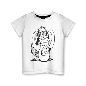 Детская футболка хлопок с принтом Мамонтенок в Екатеринбурге, 100% хлопок | круглый вырез горловины, полуприлегающий силуэт, длина до линии бедер | Тематика изображения на принте: слон