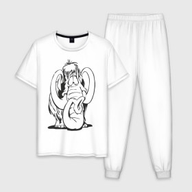 Мужская пижама хлопок с принтом Мамонтенок в Екатеринбурге, 100% хлопок | брюки и футболка прямого кроя, без карманов, на брюках мягкая резинка на поясе и по низу штанин
 | слон