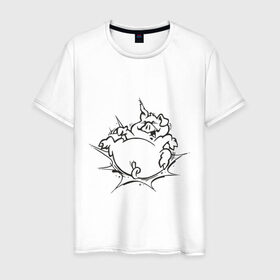 Мужская футболка хлопок с принтом Поросенок в Екатеринбурге, 100% хлопок | прямой крой, круглый вырез горловины, длина до линии бедер, слегка спущенное плечо. | поросенок | свинка | свинья | хрюн | хрюшка