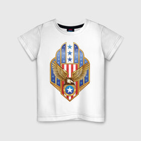 Детская футболка хлопок с принтом Орел США в Екатеринбурге, 100% хлопок | круглый вырез горловины, полуприлегающий силуэт, длина до линии бедер | Тематика изображения на принте: америка | орел | символ америки | соединенные штаты америки | соединенный штаты америки | сша | штаты