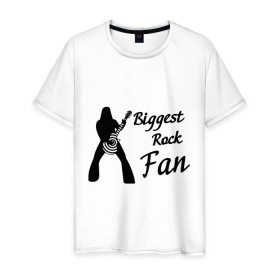 Мужская футболка хлопок с принтом Rock Fan в Екатеринбурге, 100% хлопок | прямой крой, круглый вырез горловины, длина до линии бедер, слегка спущенное плечо. | rock | крупнейший рок поклонник | музыка | рок | рок музыка | фанат | фанат рока