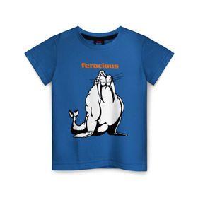 Детская футболка хлопок с принтом Самый сильный в Екатеринбурге, 100% хлопок | круглый вырез горловины, полуприлегающий силуэт, длина до линии бедер | ferocious | дикий | жестокий | животные | морж | самый сильный | свирепый