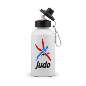 Бутылка спортивная с принтом Дзюдо - Judo эмблема в Екатеринбурге, металл | емкость — 500 мл, в комплекте две пластиковые крышки и карабин для крепления | Тематика изображения на принте: дзюдо