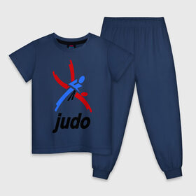 Детская пижама хлопок с принтом Дзюдо - Judo эмблема в Екатеринбурге, 100% хлопок |  брюки и футболка прямого кроя, без карманов, на брюках мягкая резинка на поясе и по низу штанин
 | дзюдо
