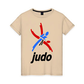 Женская футболка хлопок с принтом Дзюдо - Judo эмблема в Екатеринбурге, 100% хлопок | прямой крой, круглый вырез горловины, длина до линии бедер, слегка спущенное плечо | дзюдо