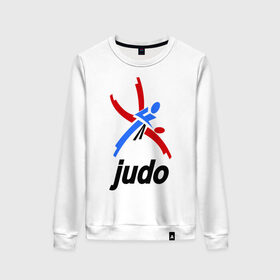 Женский свитшот хлопок с принтом Дзюдо - Judo эмблема в Екатеринбурге, 100% хлопок | прямой крой, круглый вырез, на манжетах и по низу широкая трикотажная резинка  | дзюдо
