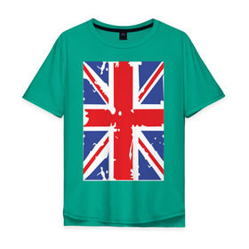 Мужская футболка хлопок Oversize с принтом Британский флаг в Екатеринбурге, 100% хлопок | свободный крой, круглый ворот, “спинка” длиннее передней части | Тематика изображения на принте: great britain | uk | united kingdom | английский флаг | британский флаг | флаг uk | флаг англии | флаг британии | флаг великобритании