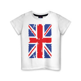 Детская футболка хлопок с принтом Британский флаг в Екатеринбурге, 100% хлопок | круглый вырез горловины, полуприлегающий силуэт, длина до линии бедер | great britain | uk | united kingdom | английский флаг | британский флаг | флаг uk | флаг англии | флаг британии | флаг великобритании