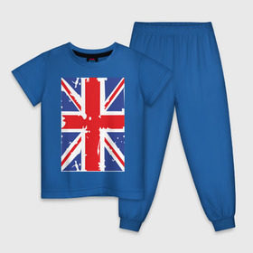 Детская пижама хлопок с принтом Британский флаг в Екатеринбурге, 100% хлопок |  брюки и футболка прямого кроя, без карманов, на брюках мягкая резинка на поясе и по низу штанин
 | great britain | uk | united kingdom | английский флаг | британский флаг | флаг uk | флаг англии | флаг британии | флаг великобритании