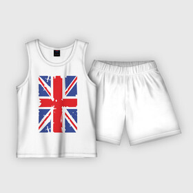 Детская пижама с шортами хлопок с принтом Британский флаг в Екатеринбурге,  |  | great britain | uk | united kingdom | английский флаг | британский флаг | флаг uk | флаг англии | флаг британии | флаг великобритании