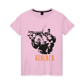 Женская футболка хлопок с принтом Stalker 2 в Екатеринбурге, 100% хлопок | прямой крой, круглый вырез горловины, длина до линии бедер, слегка спущенное плечо | 