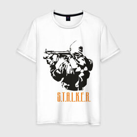 Мужская футболка хлопок с принтом Stalker 2 в Екатеринбурге, 100% хлопок | прямой крой, круглый вырез горловины, длина до линии бедер, слегка спущенное плечо. | 