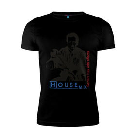 Мужская футболка премиум с принтом House m.d. Genious в Екатеринбурге, 92% хлопок, 8% лайкра | приталенный силуэт, круглый вырез ворота, длина до линии бедра, короткий рукав | house | house md | доктор хауз | доктор хаус | хаус | хью лори