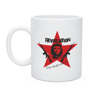 Кружка керамическая с принтом Che Guevara - revolution в Екатеринбурге, керамика | объем — 330 мл, диаметр — 80 мм. Принт наносится на бока кружки, можно сделать два разных изображения | che guevara | revolution | гевара | звезда | куба | революция | че