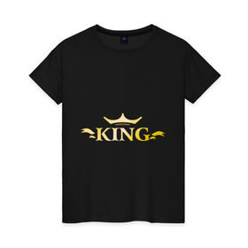 Женская футболка хлопок с принтом King (3) в Екатеринбурге, 100% хлопок | прямой крой, круглый вырез горловины, длина до линии бедер, слегка спущенное плечо | king | король | корона | повелитель | царь