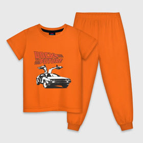 Детская пижама хлопок с принтом Назад в будущее в Екатеринбурге, 100% хлопок |  брюки и футболка прямого кроя, без карманов, на брюках мягкая резинка на поясе и по низу штанин
 | Тематика изображения на принте: 