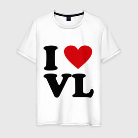 Мужская футболка хлопок с принтом I love VL в Екатеринбурге, 100% хлопок | прямой крой, круглый вырез горловины, длина до линии бедер, слегка спущенное плечо. | i love | vl | владивосток | владик | города | дальневосточный | дальний восток | сердце | я люблю | я люблю vl | я люблю владивосток