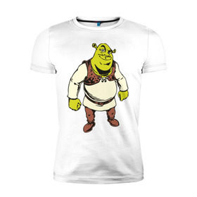 Мужская футболка премиум с принтом Shrek (3) в Екатеринбурге, 92% хлопок, 8% лайкра | приталенный силуэт, круглый вырез ворота, длина до линии бедра, короткий рукав | shrek | шрек