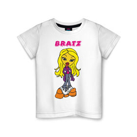 Детская футболка хлопок с принтом Крошка Bratz в Екатеринбурге, 100% хлопок | круглый вырез горловины, полуприлегающий силуэт, длина до линии бедер | bratz | для девочек | игрушки | куклы