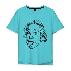 Мужская футболка хлопок Oversize с принтом Эйнштейн в Екатеринбурге, 100% хлопок | свободный крой, круглый ворот, “спинка” длиннее передней части | albert einstein | альберт эйнштейн | высунутый язык | знаменитость | наука | ученый | физик | эйнштейн