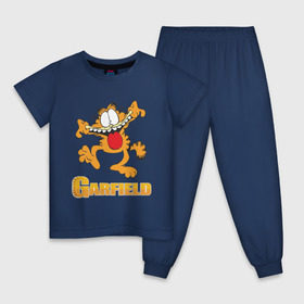 Детская пижама хлопок с принтом Garfield в Екатеринбурге, 100% хлопок |  брюки и футболка прямого кроя, без карманов, на брюках мягкая резинка на поясе и по низу штанин
 | garfield | гарфилд