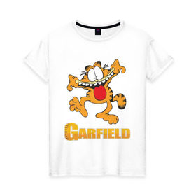 Женская футболка хлопок с принтом Garfield в Екатеринбурге, 100% хлопок | прямой крой, круглый вырез горловины, длина до линии бедер, слегка спущенное плечо | garfield | гарфилд