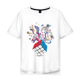 Мужская футболка хлопок Oversize с принтом КРеатив в Екатеринбурге, 100% хлопок | свободный крой, круглый ворот, “спинка” длиннее передней части | colors | дизайн | краски | кубик рубика | поток цвета | цвета