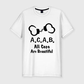 Мужская футболка премиум с принтом Soft A.C.A.B в Екатеринбурге, 92% хлопок, 8% лайкра | приталенный силуэт, круглый вырез ворота, длина до линии бедра, короткий рукав | acab