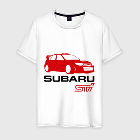 Мужская футболка хлопок с принтом Subaru sti (2) в Екатеринбурге, 100% хлопок | прямой крой, круглый вырез горловины, длина до линии бедер, слегка спущенное плечо. | subaru impreza | subaru impreza wrx sti | subaru sti | wrx sti | авто2012 | импреза | субару | субару импреза
