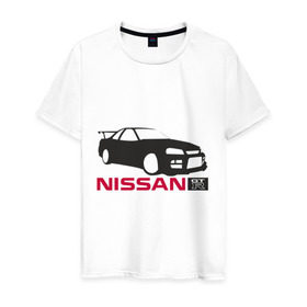 Мужская футболка хлопок с принтом Nissan GTR в Екатеринбурге, 100% хлопок | прямой крой, круглый вырез горловины, длина до линии бедер, слегка спущенное плечо. | nissan | nissan gtr | авто | автомобиль | машины | нисан | нисанчик | ниссан | тачки