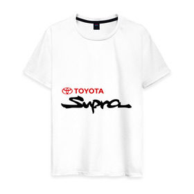 Мужская футболка хлопок с принтом Toyota Supra в Екатеринбурге, 100% хлопок | прямой крой, круглый вырез горловины, длина до линии бедер, слегка спущенное плечо. | supra | toyota | toyota supra | супра | тойота | тойота супра