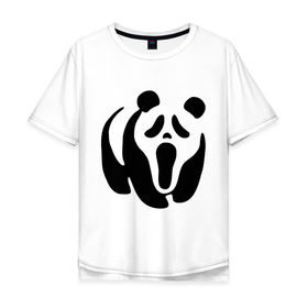 Мужская футболка хлопок Oversize с принтом Scream Panda в Екатеринбурге, 100% хлопок | свободный крой, круглый ворот, “спинка” длиннее передней части | панда