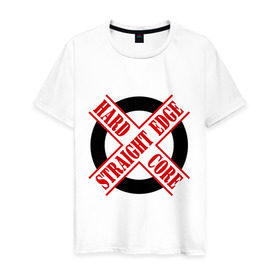 Мужская футболка хлопок с принтом Straight edge (sXe) (1) в Екатеринбурге, 100% хлопок | прямой крой, круглый вырез горловины, длина до линии бедер, слегка спущенное плечо. | 