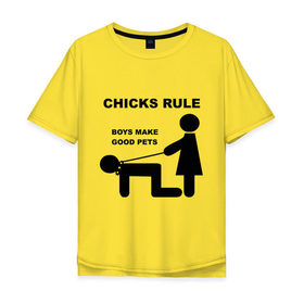 Мужская футболка хлопок Oversize с принтом Boys make good pets в Екатеринбурге, 100% хлопок | свободный крой, круглый ворот, “спинка” длиннее передней части | бойфренд | девочки | девчонки | любовь | отношения | ошейник | парень | поводок | рулят