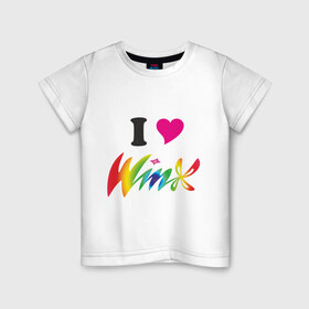 Детская футболка хлопок с принтом Winx с крыльями в Екатеринбурге, 100% хлопок | круглый вырез горловины, полуприлегающий силуэт, длина до линии бедер | 