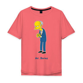 Мужская футболка хлопок Oversize с принтом Mr. Burns (The Simpsons) в Екатеринбурге, 100% хлопок | свободный крой, круглый ворот, “спинка” длиннее передней части | Тематика изображения на принте: burns | simpsons | симпсоны | симсоны