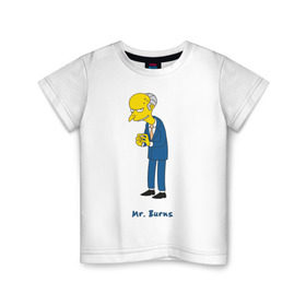 Детская футболка хлопок с принтом Mr. Burns (The Simpsons) в Екатеринбурге, 100% хлопок | круглый вырез горловины, полуприлегающий силуэт, длина до линии бедер | burns | simpsons | симпсоны | симсоны