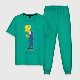 Мужская пижама хлопок с принтом Mr. Burns (The Simpsons) в Екатеринбурге, 100% хлопок | брюки и футболка прямого кроя, без карманов, на брюках мягкая резинка на поясе и по низу штанин
 | burns | simpsons | симпсоны | симсоны