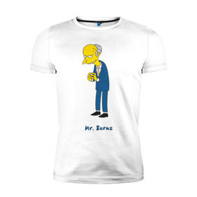 Мужская футболка премиум с принтом Mr. Burns (The Simpsons) в Екатеринбурге, 92% хлопок, 8% лайкра | приталенный силуэт, круглый вырез ворота, длина до линии бедра, короткий рукав | burns | simpsons | симпсоны | симсоны