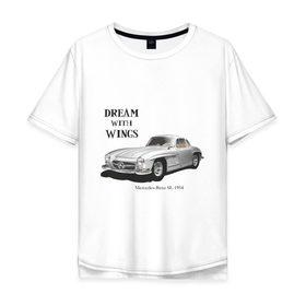 Мужская футболка хлопок Oversize с принтом Mers SL 54 в Екатеринбурге, 100% хлопок | свободный крой, круглый ворот, “спинка” длиннее передней части | mercedez | mers sl 54 | авто | автомобиль | машины | мерин | мерс | мерседес | тачки