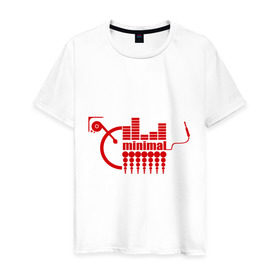 Мужская футболка хлопок с принтом Minimal Techno в Екатеринбурге, 100% хлопок | прямой крой, круглый вырез горловины, длина до линии бедер, слегка спущенное плечо. | эквалайзер