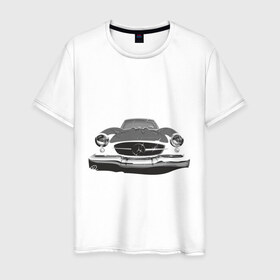 Мужская футболка хлопок с принтом Mercedes в Екатеринбурге, 100% хлопок | прямой крой, круглый вырез горловины, длина до линии бедер, слегка спущенное плечо. | 