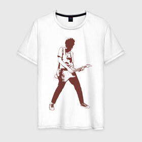 Мужская футболка хлопок с принтом Гитарист в Екатеринбурге, 100% хлопок | прямой крой, круглый вырез горловины, длина до линии бедер, слегка спущенное плечо. | гитара